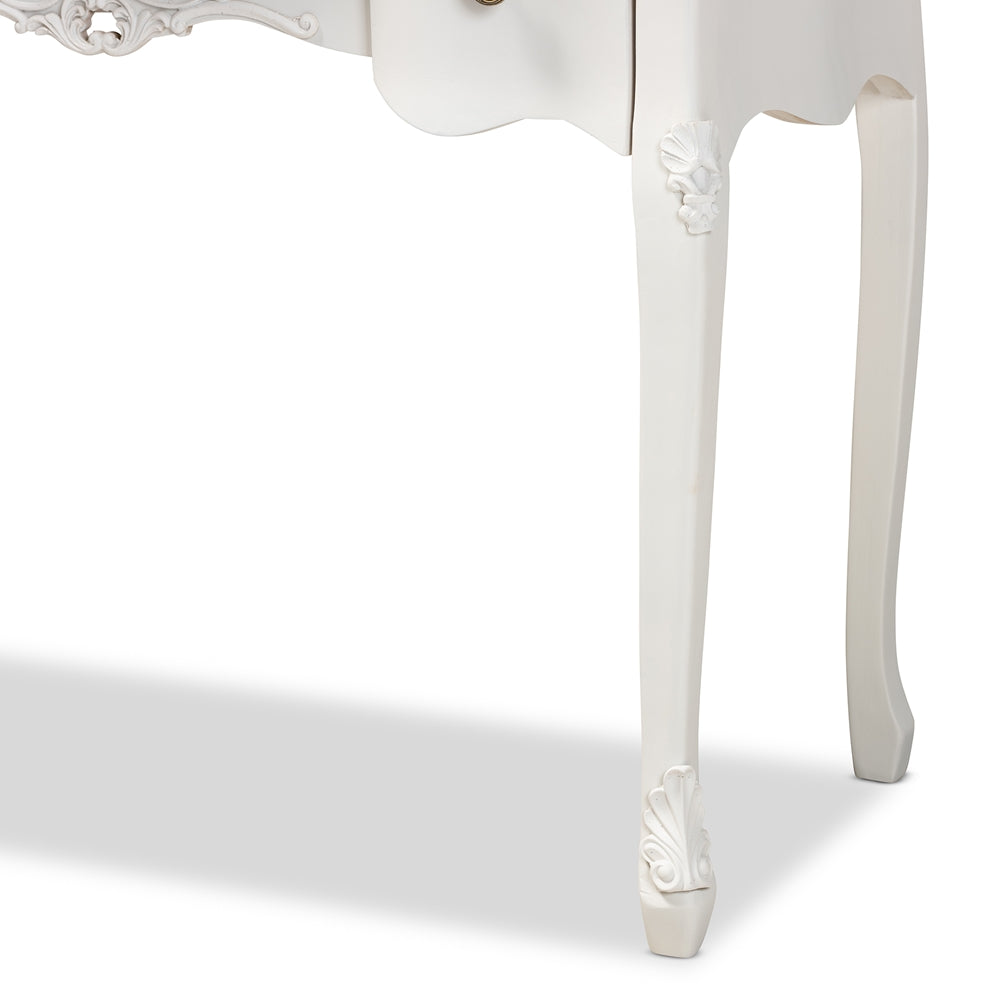 BAXTON STUDIO SOPHIE CLASSIC TRADITIONAL FRENCH COUNTRY WHITE AND BROWN FINISHED SMALL 3-DRAWER WOOD CONSOLE TABLE