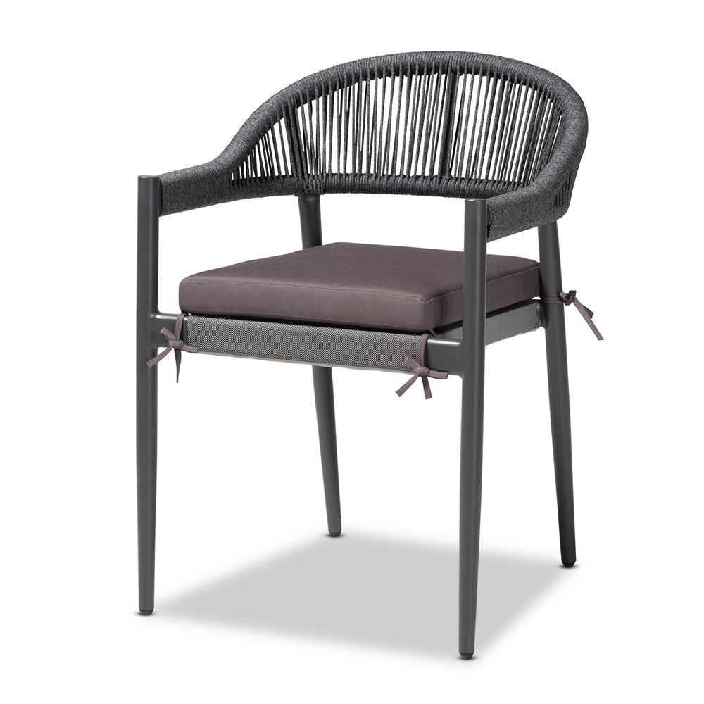Baxton Studio Wendell Modern And Contemporary Grey Finished Rope And Metal Outdoor Dining Chair
