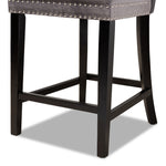 Load image into Gallery viewer, BAXTON STUDIO HOWELL MODERN TRANSITIONAL GREY VELVET UPHOLSTERED AND DARK BROWN FINISHED WOOD 2-PIECE COUNTER STOOL SET
