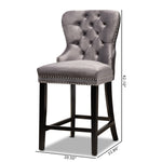 Load image into Gallery viewer, Baxton Studio Howell Modern Transitional Grey Velvet Upholstered And Dark Brown Finished Wood 2-Piece Counter Stool Set
