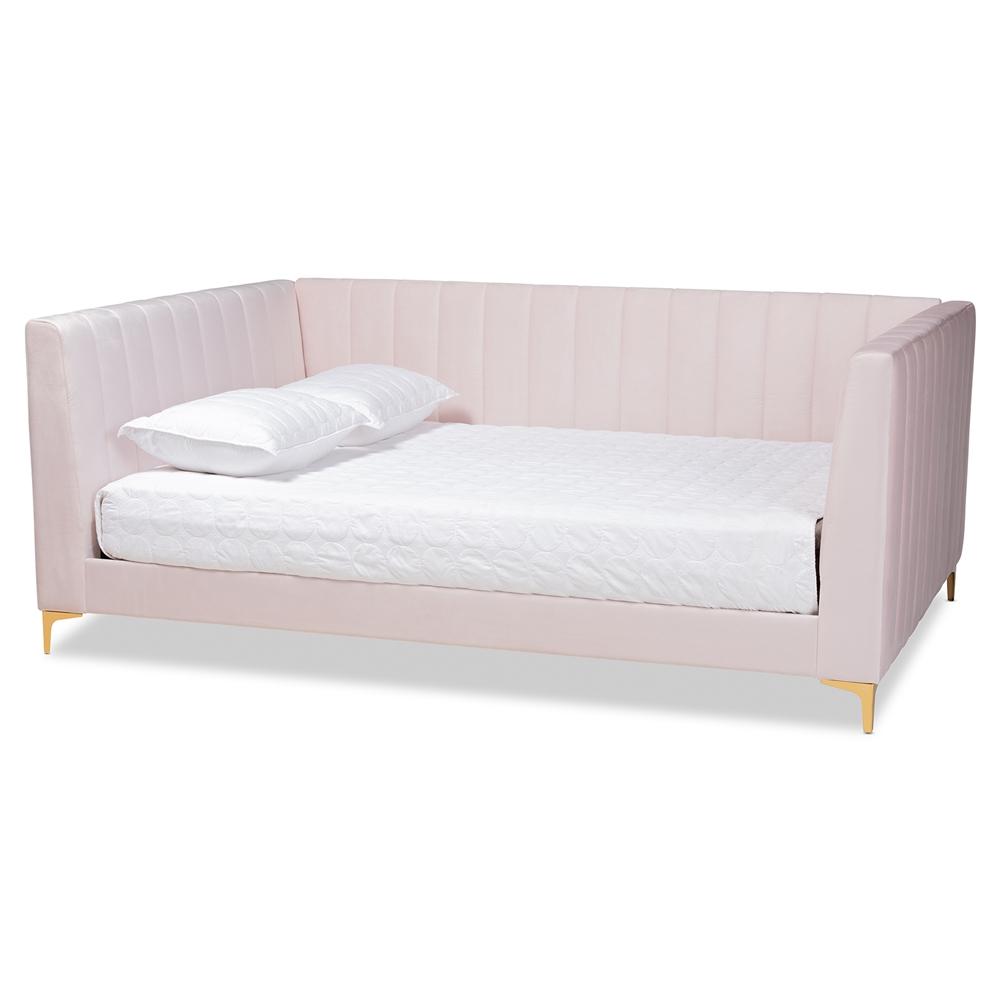 Baxton Studio Oksana Modern Contemporary Glam and Luxe Velvet Fabric Upholstered and Finished Daybed