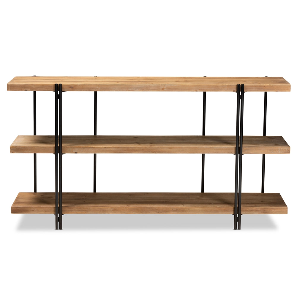 Baxton Studio Tarah Modern Rustic And Industrial Natural Brown Finished Wood And Black Finished Metal Console Table