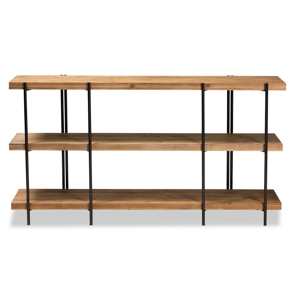 Baxton Studio Tarah Modern Rustic And Industrial Natural Brown Finished Wood And Black Finished Metal Console Table