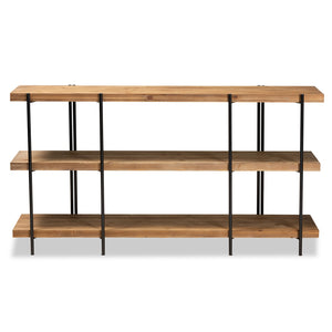 Baxton Studio Tarah Modern Rustic And Industrial Natural Brown Finished Wood And Black Finished Metal Console Table