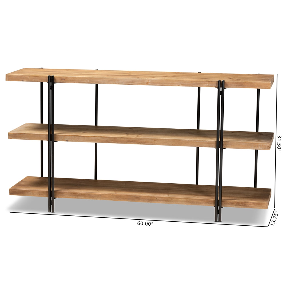 Baxton Studio Tarah Modern Rustic And Industrial Natural Brown Finished Wood And Black Finished Metal Console Table