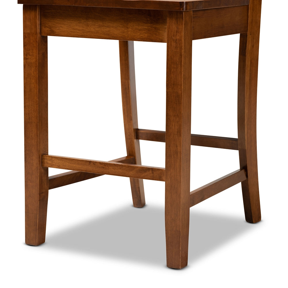 BAXTON STUDIO GERVAIS MODERN AND CONTEMPORARY TRANSITIONAL WALNUT BROWN FINISHED WOOD 2-PIECE COUNTER STOOL SET