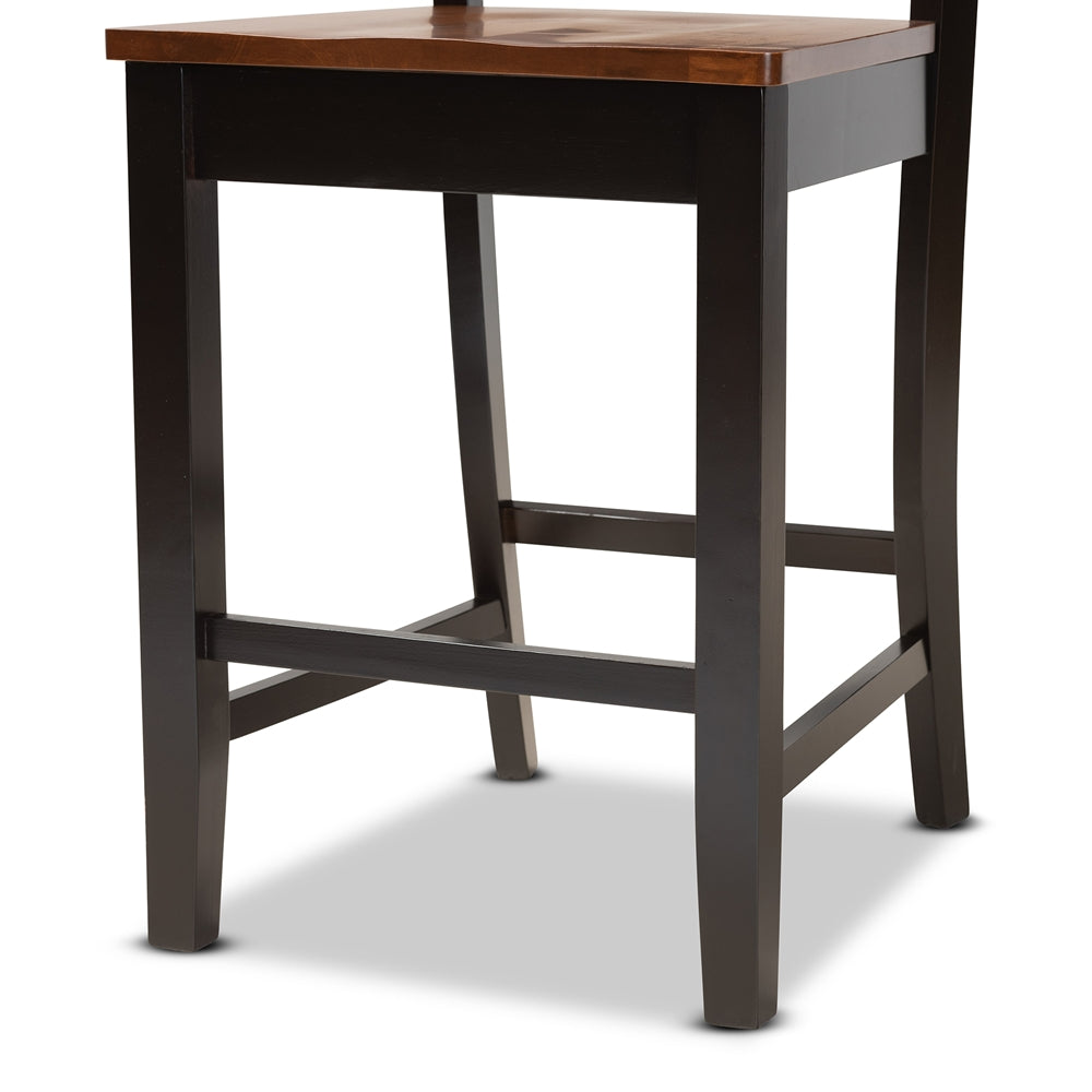 BAXTON STUDIO GERVAIS MODERN AND CONTEMPORARY TRANSITIONAL TWO-TONE DARK BROWN AND WALNUT BROWN FINISHED WOOD 5-PIECE PUB SET