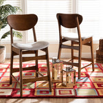 Load image into Gallery viewer, Baxton Studio Katya Mid-Century Modern Grey Fabric Upholstered And Walnut Brown Finished Wood 2-Piece Counter Stool Set

