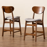 Load image into Gallery viewer, Baxton Studio Katya Mid-Century Modern Grey Fabric Upholstered And Walnut Brown Finished Wood 2-Piece Counter Stool Set
