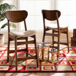Load image into Gallery viewer, Baxton Studio Katya Mid-Century Modern Sand Fabric Upholstered And Walnut Brown Finished Wood 2-Piece Counter Stool Set
