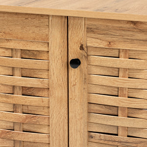 Baxton Studio Winda Modern And Contemporary Oak Brown Finished Wood 3-Door Shoe Cabinet