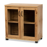 Load image into Gallery viewer, Baxton Studio Zentra Modern And Contemporary Oak Brown Finished Wood 2-Door Storage Cabinet With Glass Doors
