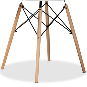 Baxton Studio Varen Modern And Contemporary White Finished Polypropylene Plastic And Oak Brown Finished Wood Dining Table