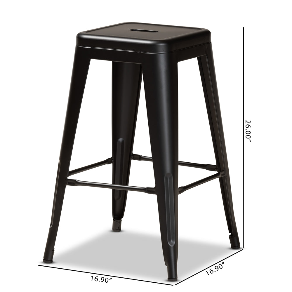 Baxton Studio Horton Modern And Contemporary Industrial Black Finished Metal 4-Piece Stackable Counter Stool Set