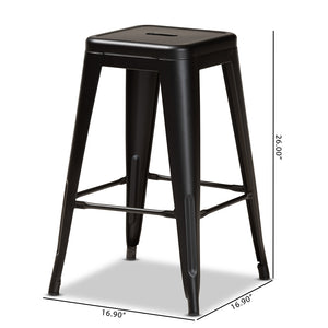 Baxton Studio Horton Modern And Contemporary Industrial Black Finished Metal 4-Piece Stackable Counter Stool Set