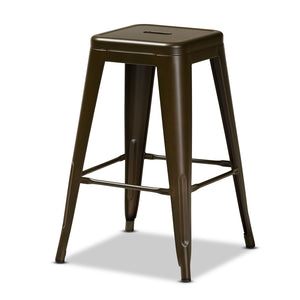 Baxton Studio Horton Modern And Contemporary Industrial Gunmetal Finished Metal 4-Piece Stackable Counter Stool Set