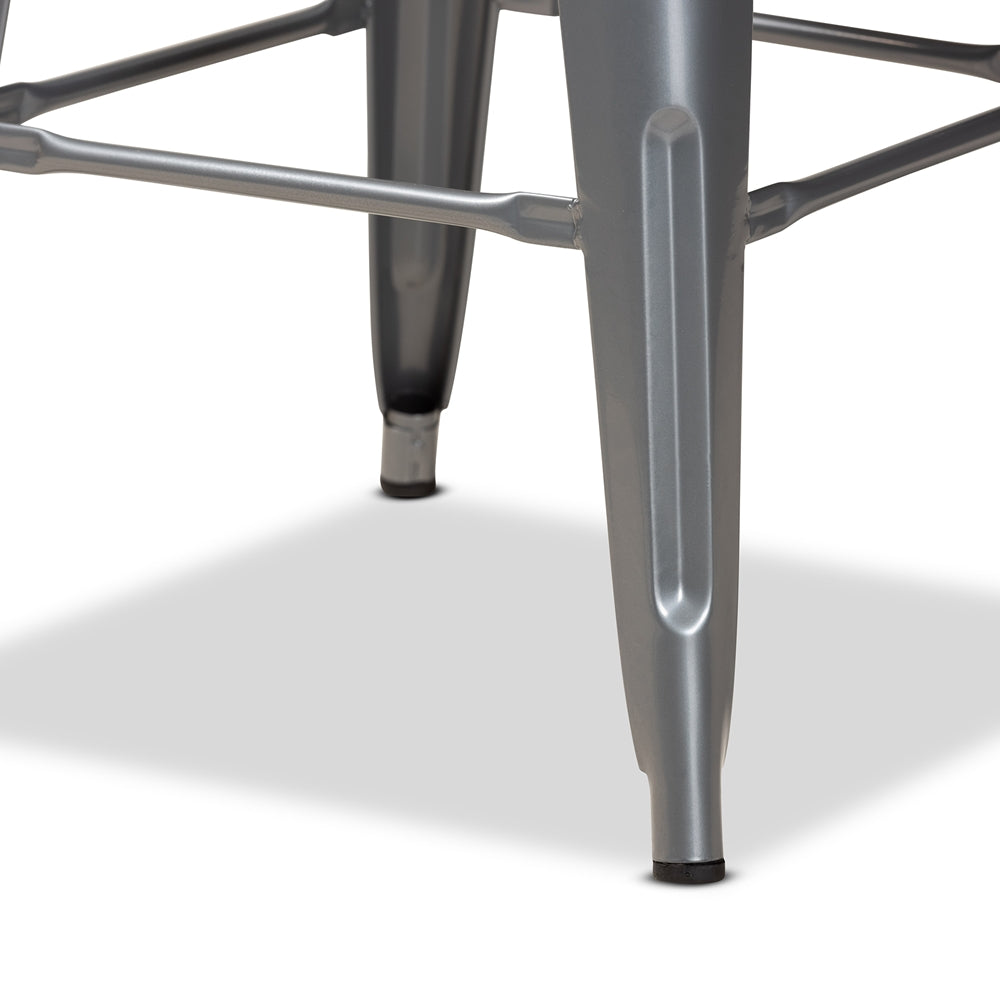 Baxton Studio Horton Modern And Contemporary Industrial Grey Finished Metal 4-Piece Stackable Counter Stool Set