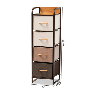 Baxton Studio Volkan Modern Multi-Colored Fabric Upholstered And Black Metal 4-Drawer Storage Cabinet