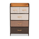 Load image into Gallery viewer, Baxton Studio Volkan Modern Multi-Colored Fabric Upholstered And Black Metal 5-Drawer Storage Cabinet

