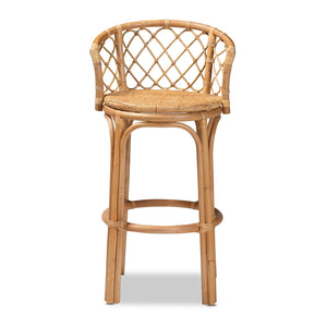 Baxton Studio Orchard Modern Bohemian Natural Brown Rattan Bar Stool