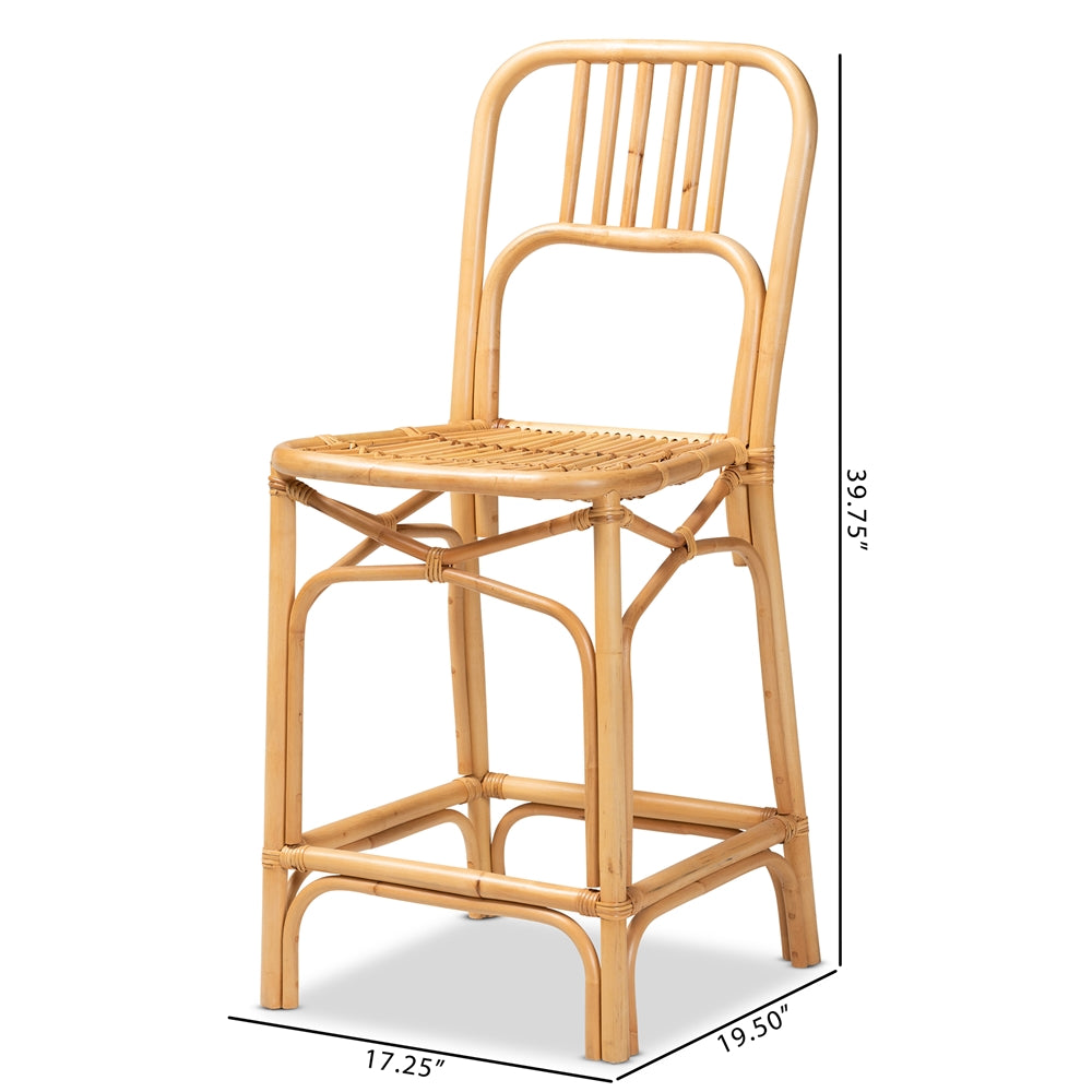 Baxton Studio Ivora Modern Bohemian Natural Brown Rattan Counter Stool