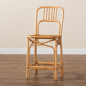 Baxton Studio Ivora Modern Bohemian Natural Brown Rattan Counter Stool