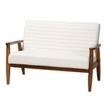 Load image into Gallery viewer, Baxton Studio Stratton Mid-Century Modern Cream Boucle Fabric And Walnut Brown Finished Wood Loveseat
