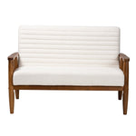 Load image into Gallery viewer, Baxton Studio Stratton Mid-Century Modern Cream Boucle Fabric And Walnut Brown Finished Wood Loveseat
