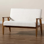 Load image into Gallery viewer, Baxton Studio Stratton Mid-Century Modern Cream Boucle Fabric And Walnut Brown Finished Wood Loveseat
