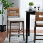 Load image into Gallery viewer, Baxton Studio Porsha Modern Bohemian Dark Brown Finished Mahogany Wood And Natural Rattan Counter Stool
