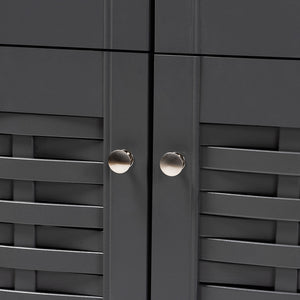 Baxton Studio Winda Modern And Contemporary Dark Gray 4-Door Wooden Entryway Shoe Storage Cabinet