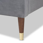 Load image into Gallery viewer, Baxton Studio Volden Glam And Luxe Charcoal Velvet Fabric Upholstered King Size Wood Platform Bed Frame With Gold-Tone Leg Tips
