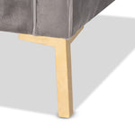 Load image into Gallery viewer, BAXTON STUDIO ZANETTA GLAM AND LUXE GRAY VELVET UPHOLSTERED GOLD FINISHED SOFA
