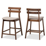Load image into Gallery viewer, Baxton Studio Larine Modern And Contemporary Light Grey Fabric Upholstered Walnut Finished 2-Piece Wood Counter Stool Set

