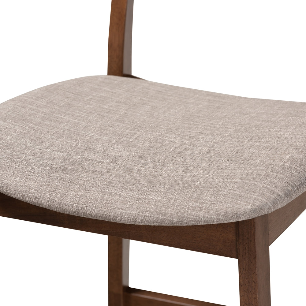 Baxton Studio Larine Modern And Contemporary Light Grey Fabric Upholstered Walnut Finished 2-Piece Wood Counter Stool Set