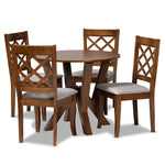 Load image into Gallery viewer, Baxton Studio Zoe Modern And Contemporary Grey Fabric Upholstered And Walnut Brown Finished Wood 5-Piece Dining Set
