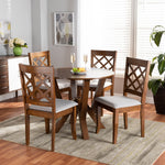 Load image into Gallery viewer, Baxton Studio Zoe Modern And Contemporary Grey Fabric Upholstered And Walnut Brown Finished Wood 5-Piece Dining Set
